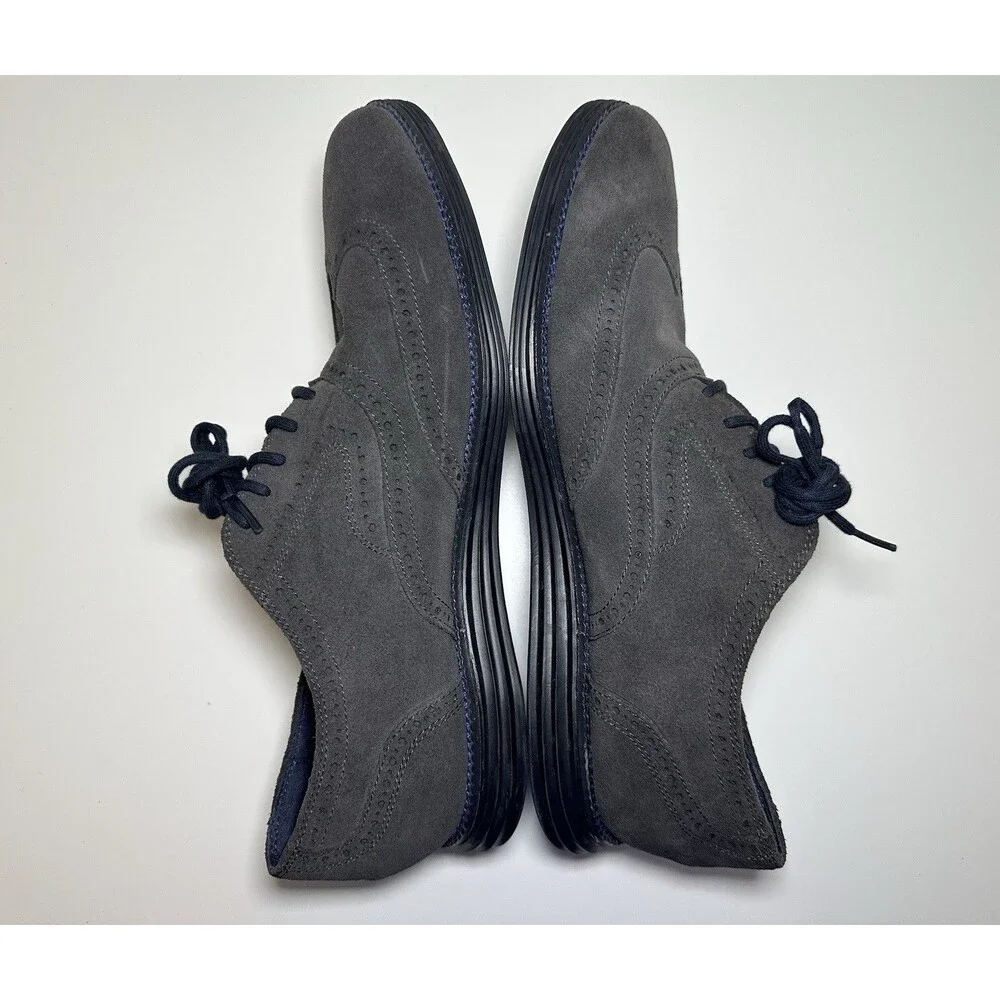 Cole Haan Men's Grand OS Dark Gray‎ Leather Suede Oxford Derby Wingtip Shoes 12
